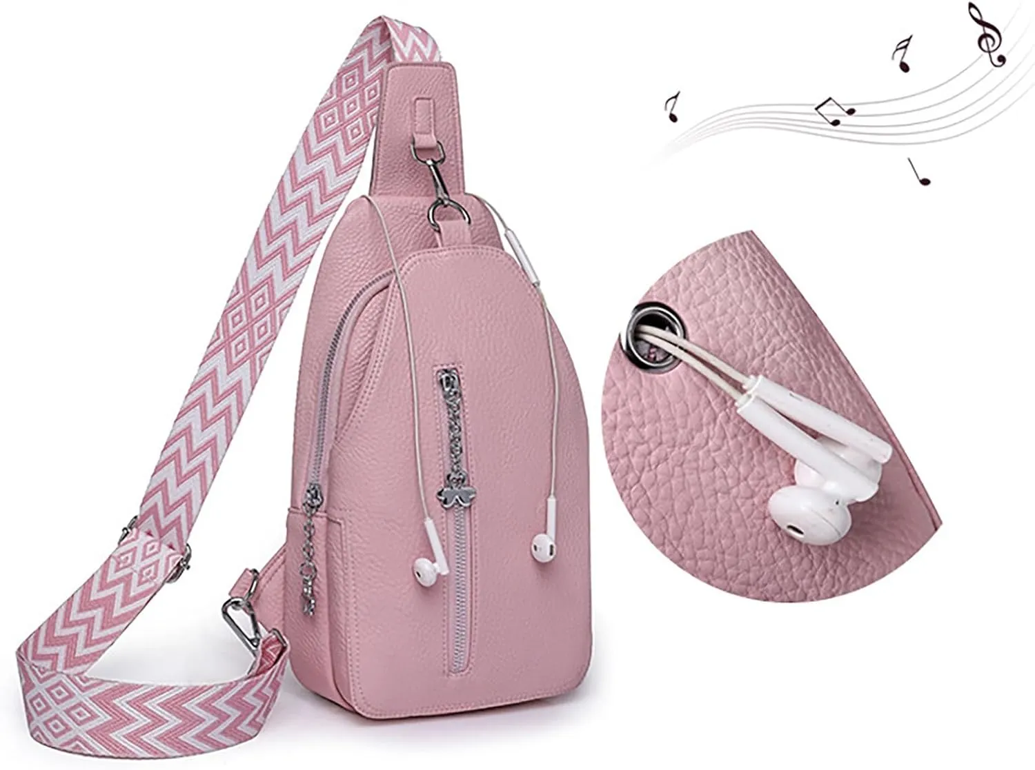 Phone Chest Bags for Women Faux Vegan Leather Small Sling Bag Fanny Pack Crossbody Purse Casual Fashion Travel Purses