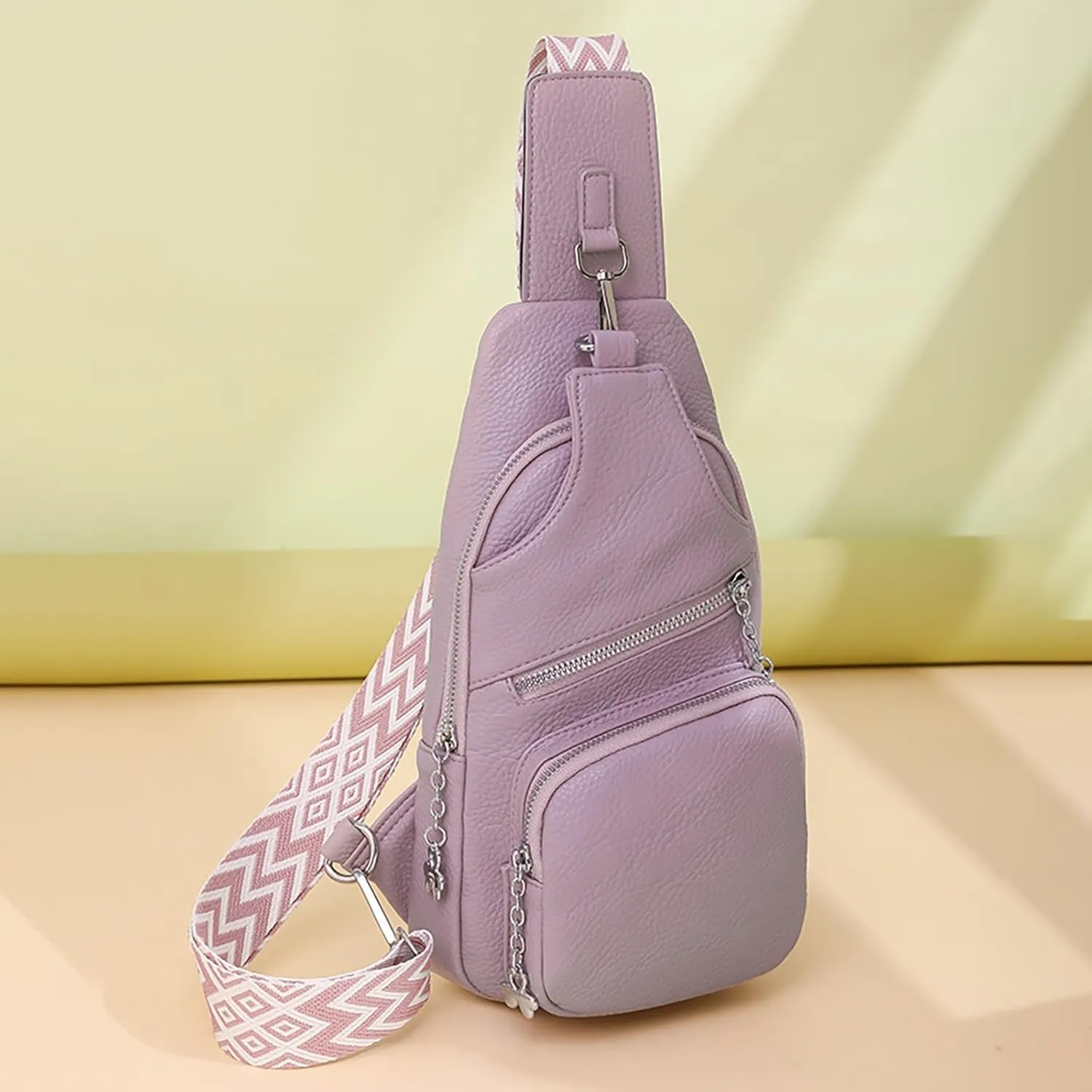 Phone Chest Bags for Women Faux Vegan Leather Small Sling Bag Fanny Pack Crossbody Purse Casual Fashion Travel Purses