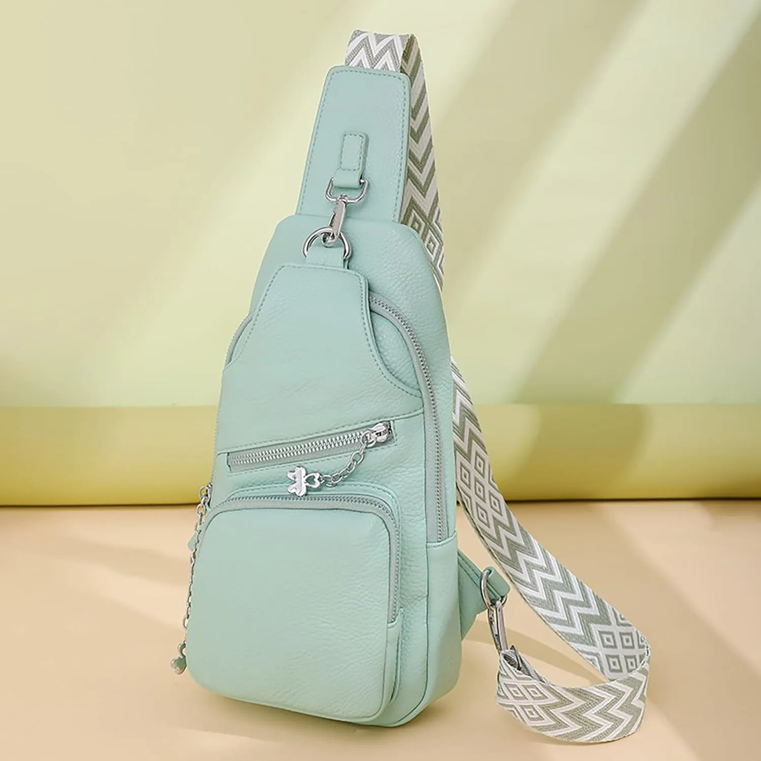 Phone Chest Bags for Women Faux Vegan Leather Small Sling Bag Fanny Pack Crossbody Purse Casual Fashion Travel Purses