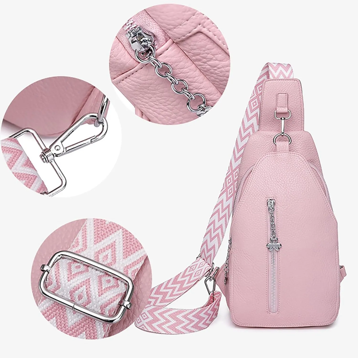 Phone Chest Bags for Women Faux Vegan Leather Small Sling Bag Fanny Pack Crossbody Purse Casual Fashion Travel Purses