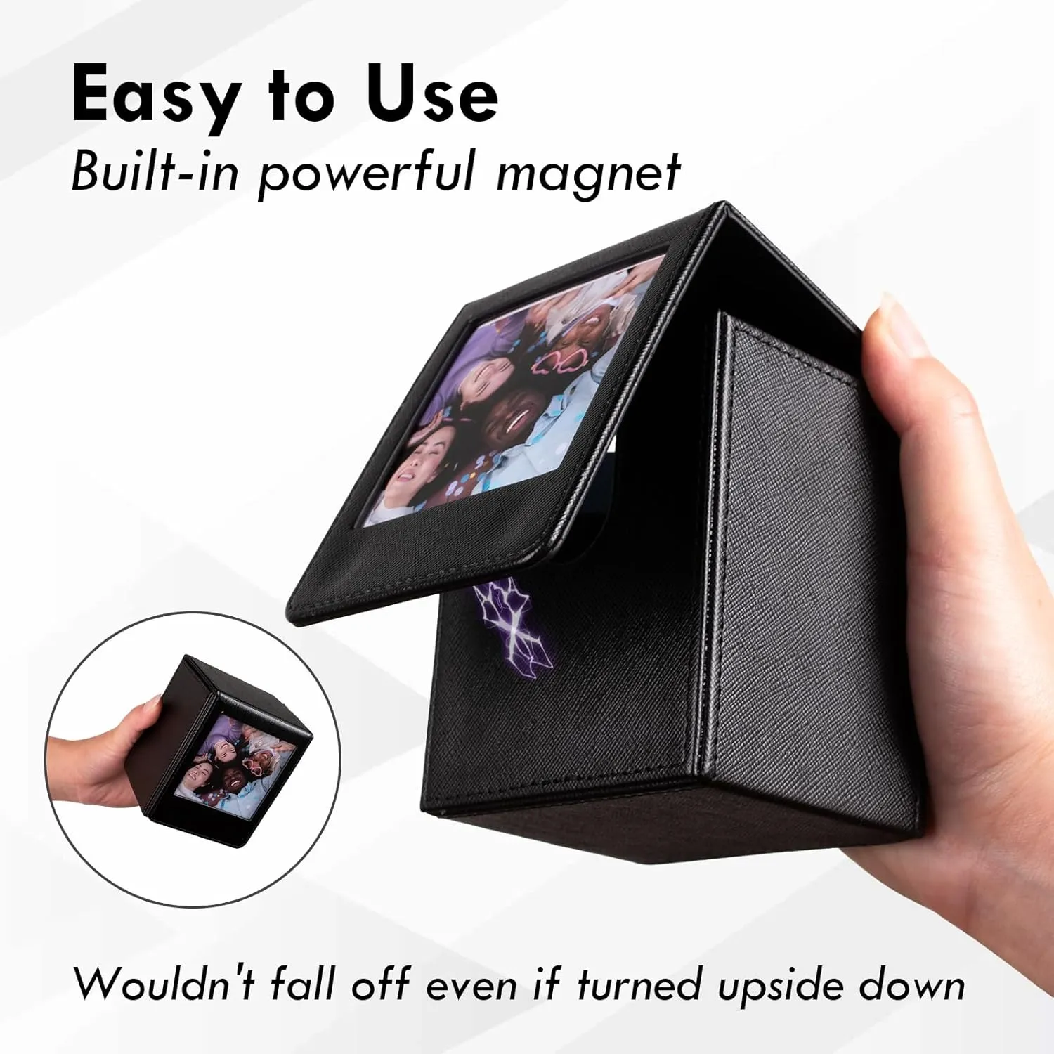 Photo Case for Instax Square SQ Film, Picture Holder, Photo Storage Box Compatible with Fujifilm Instax Square SQ1 SQ20 SQ40 SQ10 SQ6 SP-3 Instant Cameras - Black