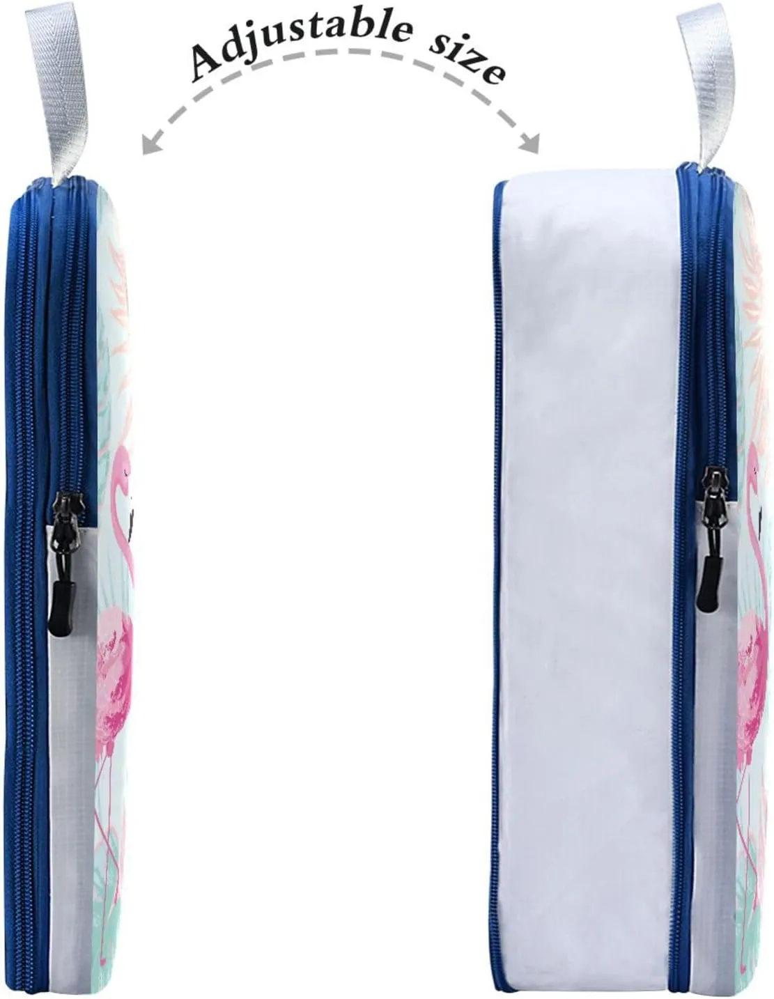 Pink Flamingo Green Palm Leaf Compression Packing Cubes 3 Set Waterproof Expandable Packing Organizers for Travel Accessories Suitcases Luggage Backpack