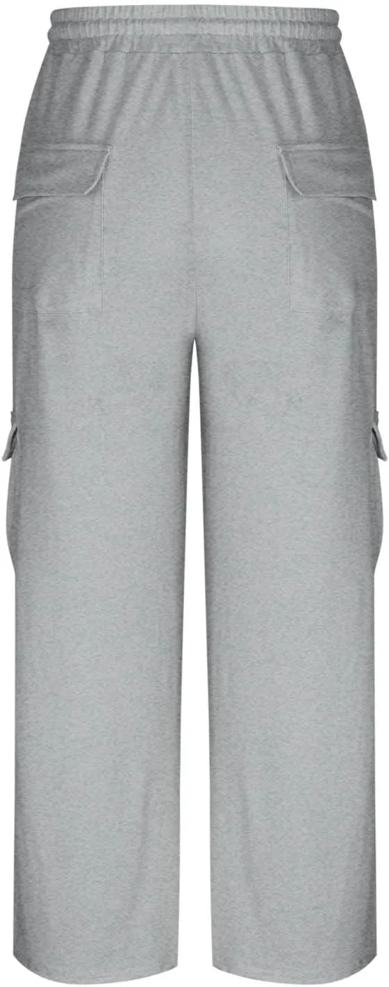 Plus Size Cargo Pants for Womens Drawstring Elastic High Rise Straight Baggy Oversize Pant Solid Color Casual Trousers