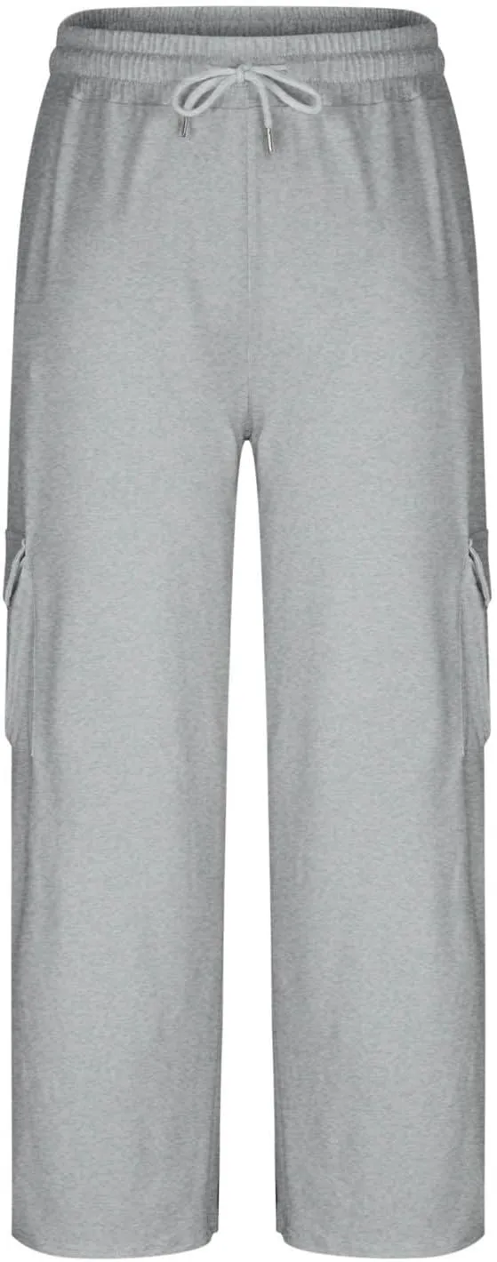 Plus Size Cargo Pants for Womens Drawstring Elastic High Rise Straight Baggy Oversize Pant Solid Color Casual Trousers