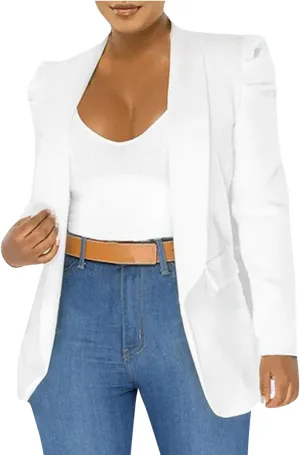 Puff Sleeve Blazers for Women 2023 Pad Shoulder Open Front Work Blazer Suit Business Solid Color Coats Office Jacket