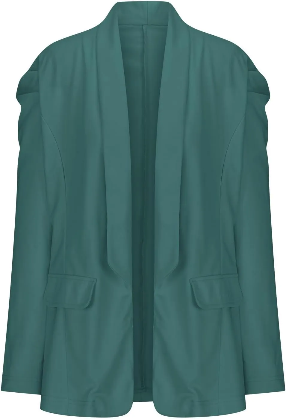 Puff Sleeve Blazers for Women 2023 Pad Shoulder Open Front Work Blazer Suit Business Solid Color Coats Office Jacket