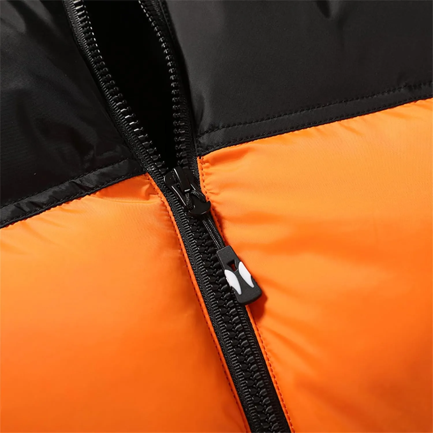 Puffer Vest for Men Lightweight Winter Outdoor Vests Warm Stand Collar Color Block Zip Sleeveless Jacket Outerwear