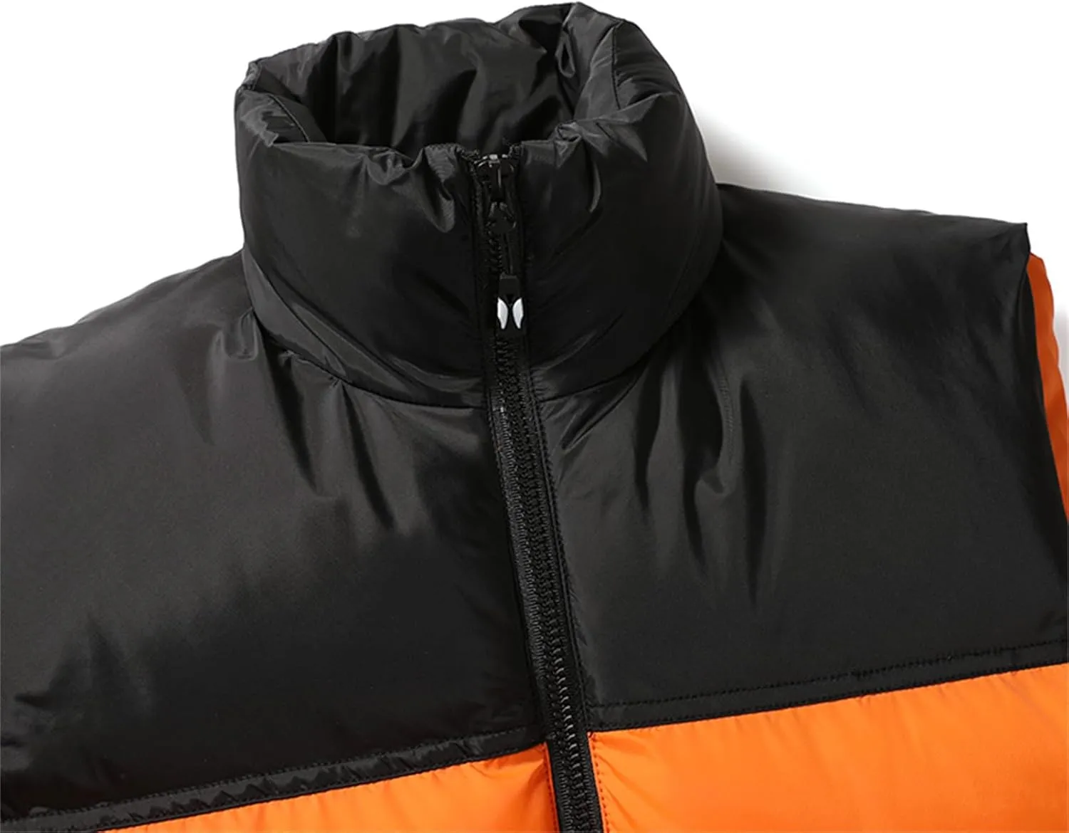 Puffer Vest for Men Lightweight Winter Outdoor Vests Warm Stand Collar Color Block Zip Sleeveless Jacket Outerwear
