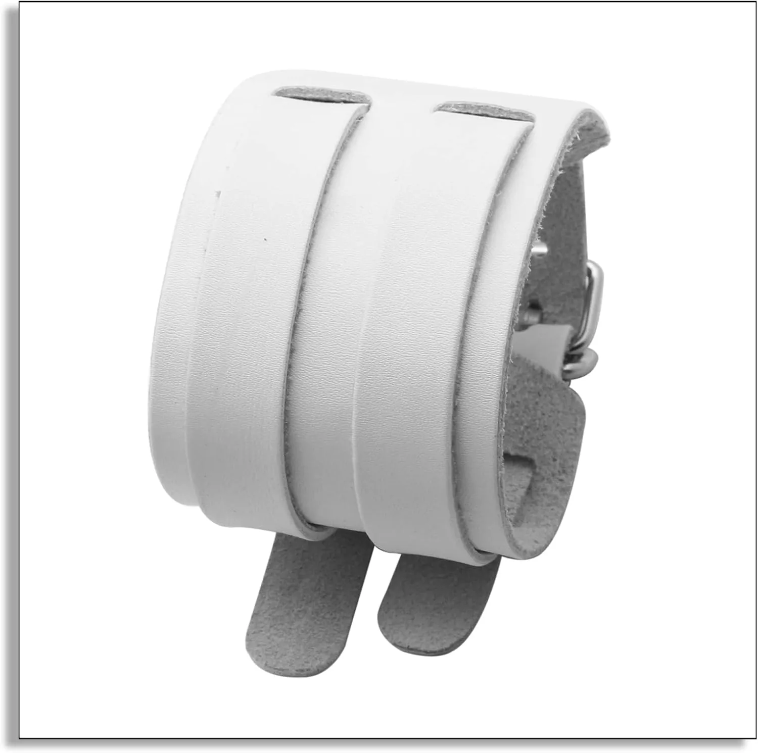 Punk Rock Belt Buckle Wristband Wide Leather Bracelet Arm Cuff Bracelet