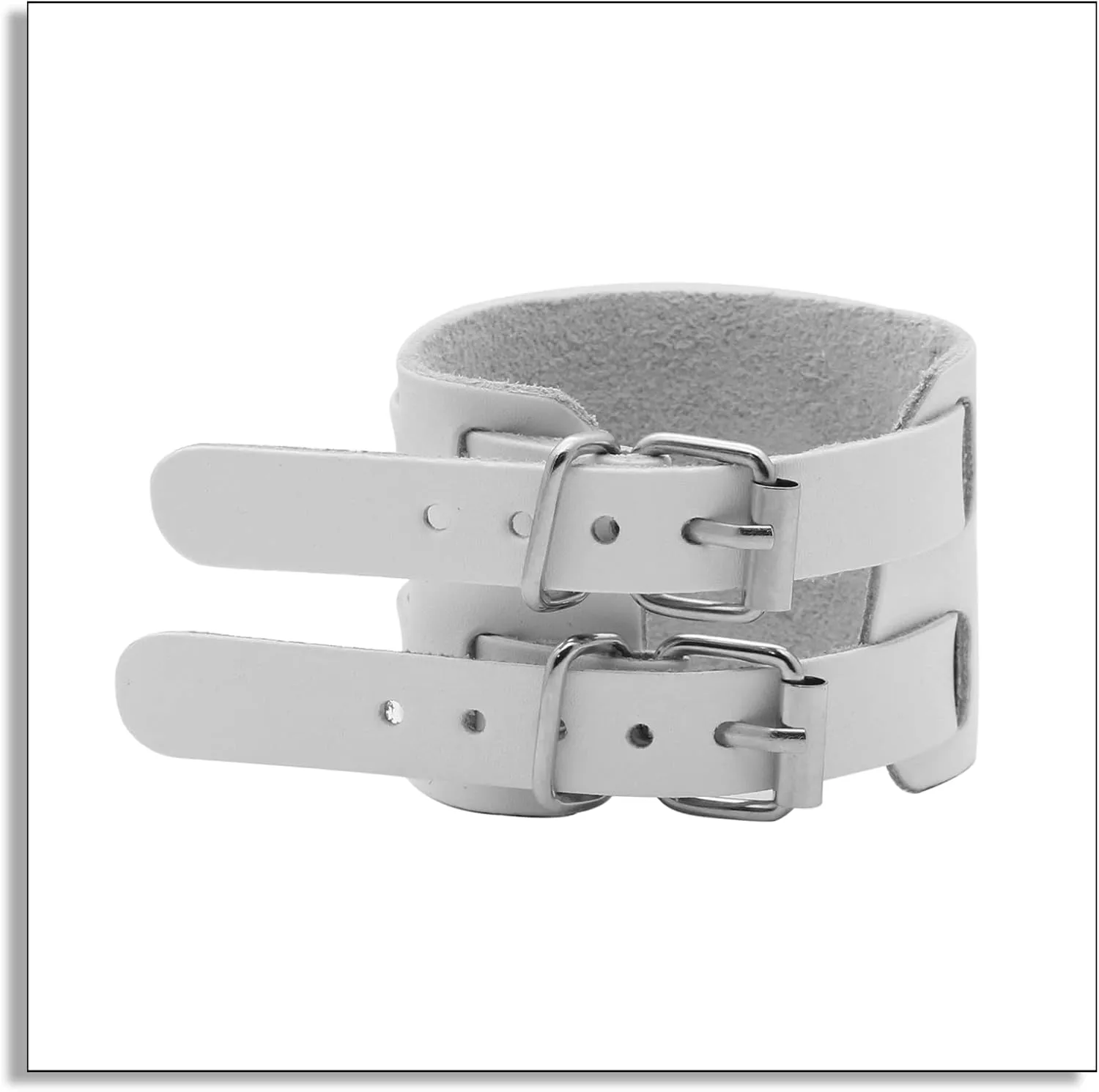 Punk Rock Belt Buckle Wristband Wide Leather Bracelet Arm Cuff Bracelet