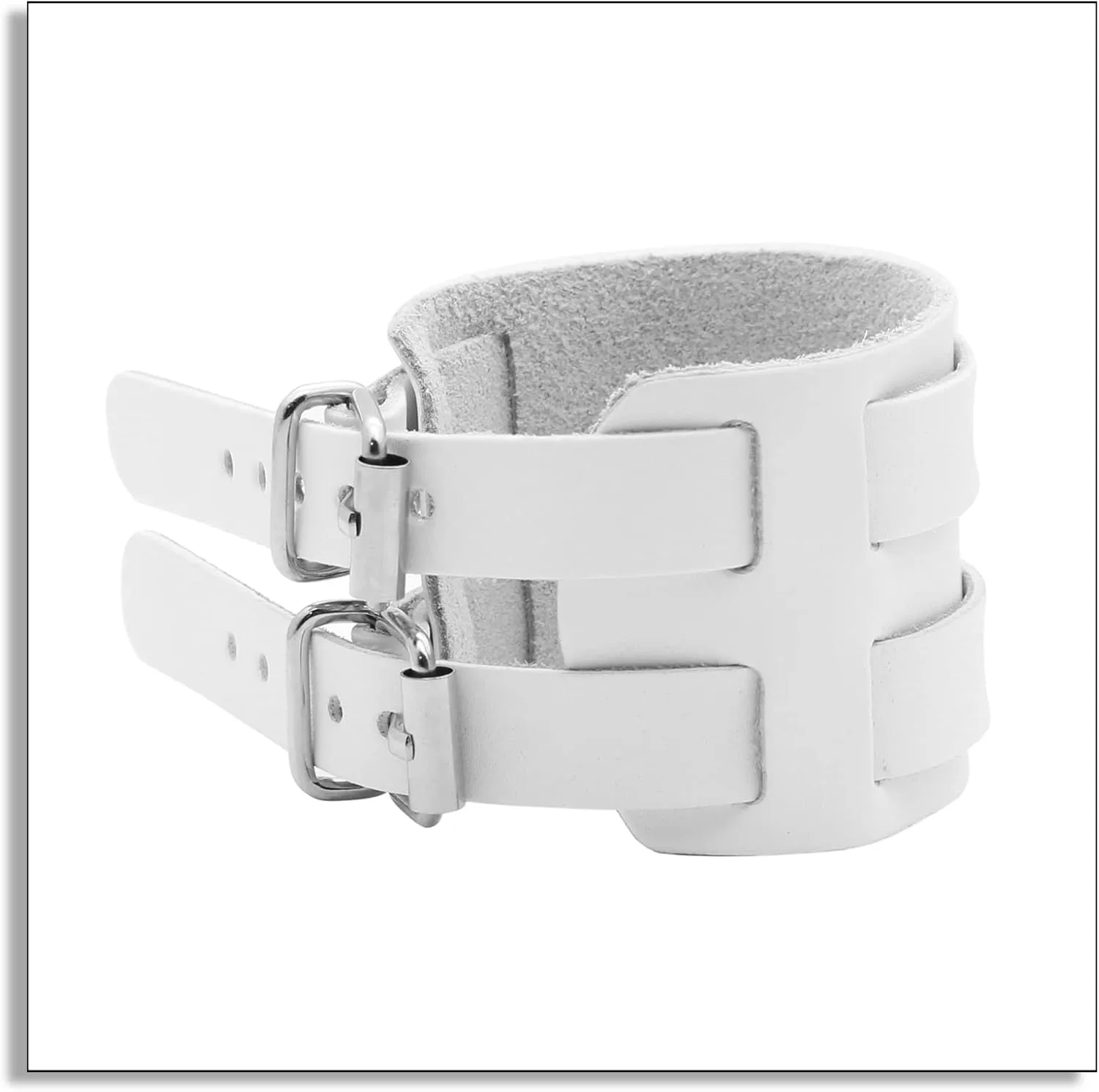 Punk Rock Belt Buckle Wristband Wide Leather Bracelet Arm Cuff Bracelet