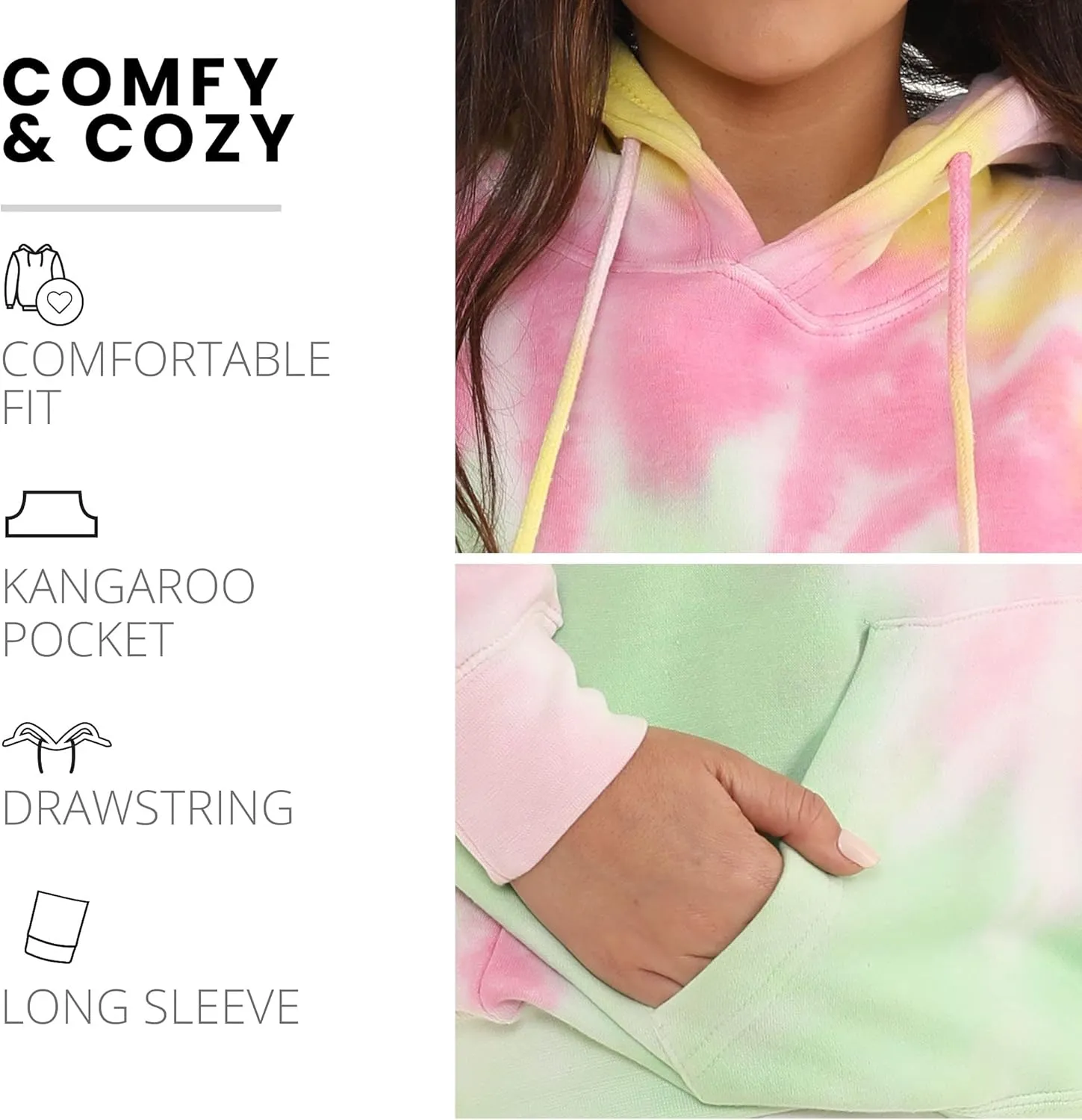 Pure Essence Tie Dye Sweatpants, Long Sleeve T-Shirts, Hoodies, and Crew Neck Sweatshirts (Sizes S, M, L, XL).
