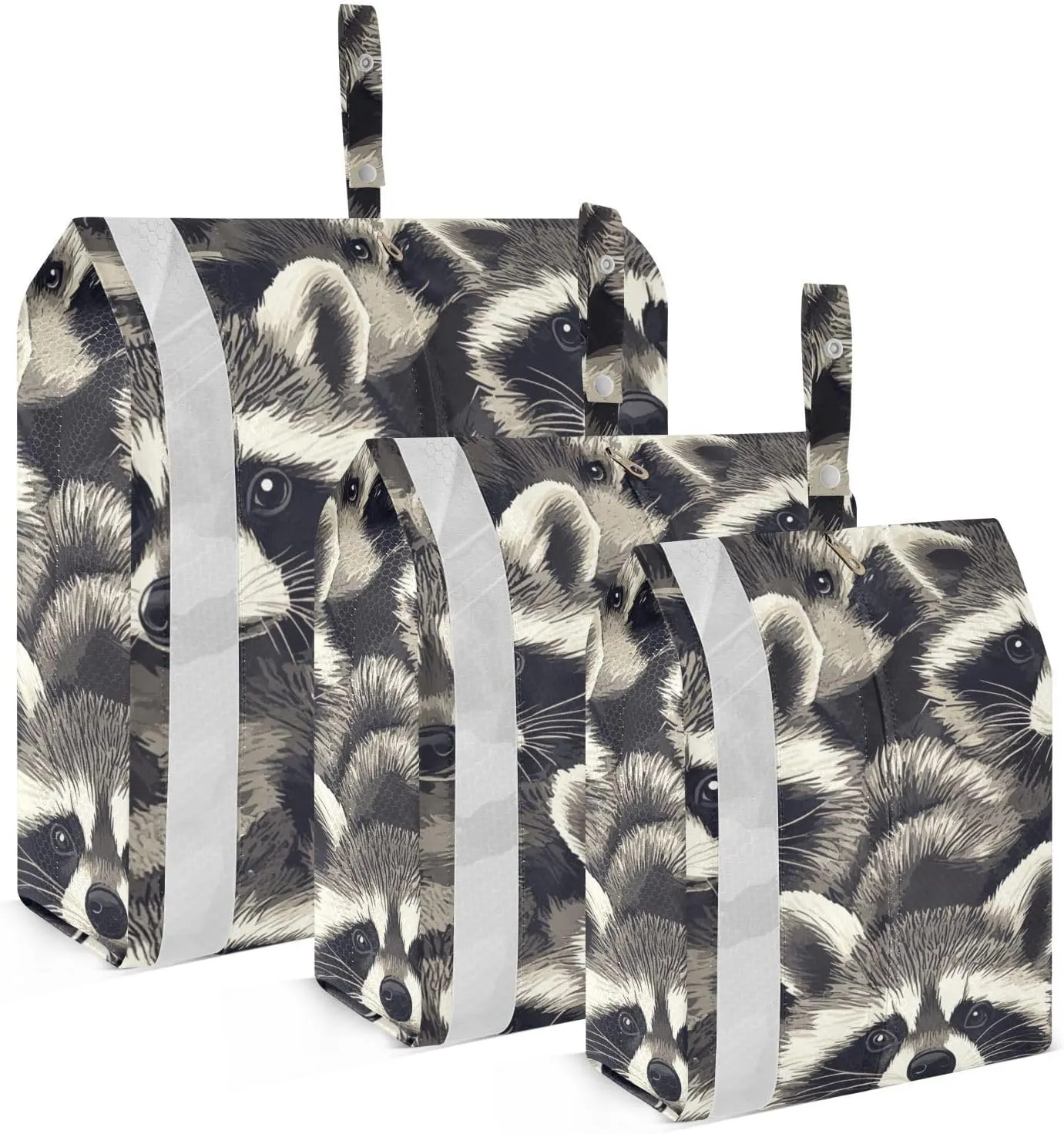 Raccoons Trendy Style 3 Set Travel Packing Cubes For Suitcases Reusable Suitcase Organizer Bag Set Plastic Travel Bags Saver Bags