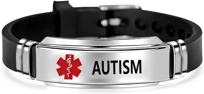 Red Medical Alert ID Bracelet Emergency First Aid Laser Engraved Health Alert Adjustable Silicone Wristband Bracelet