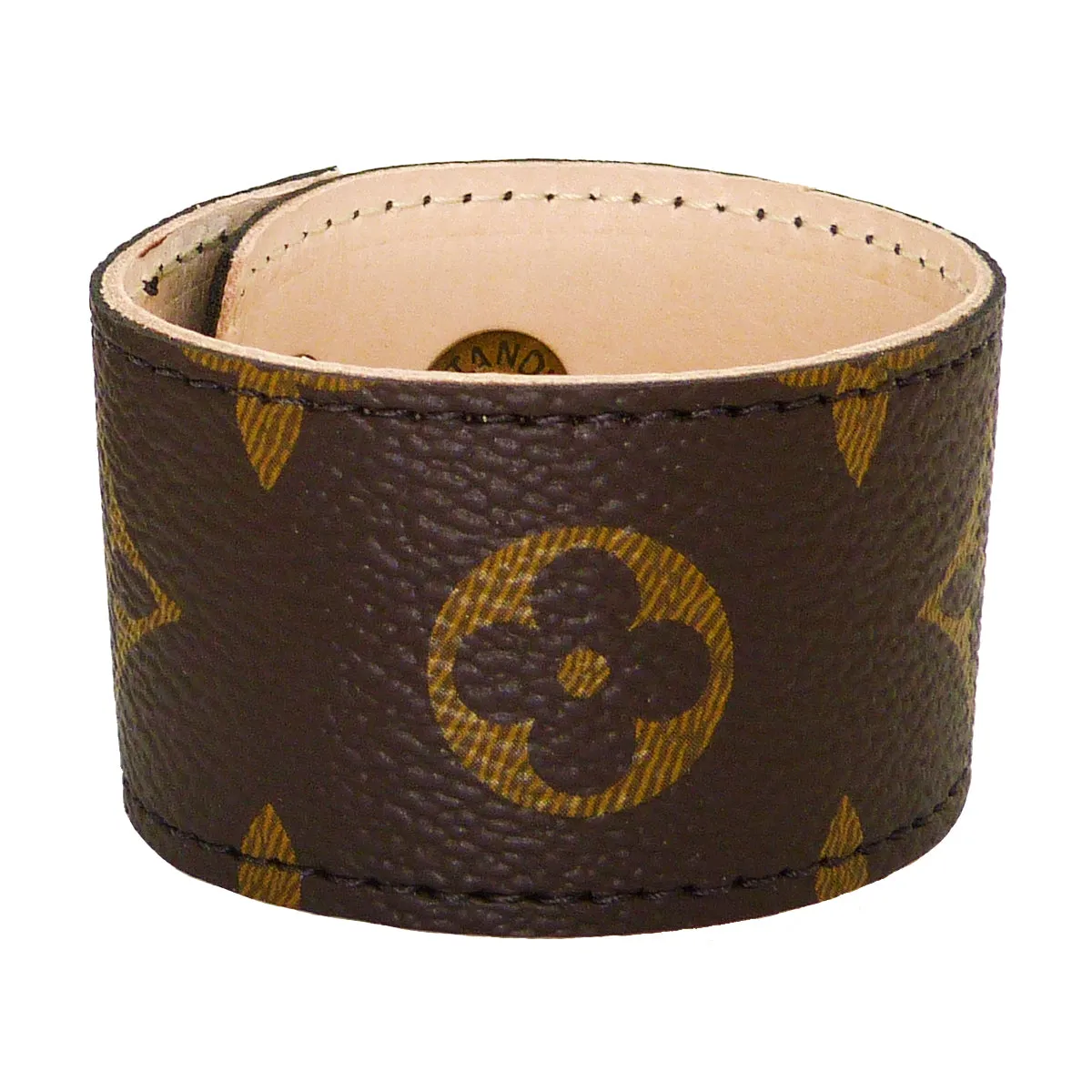 Repurposed LV Monogram Leather Cuff Bracelet Suzy T Designs