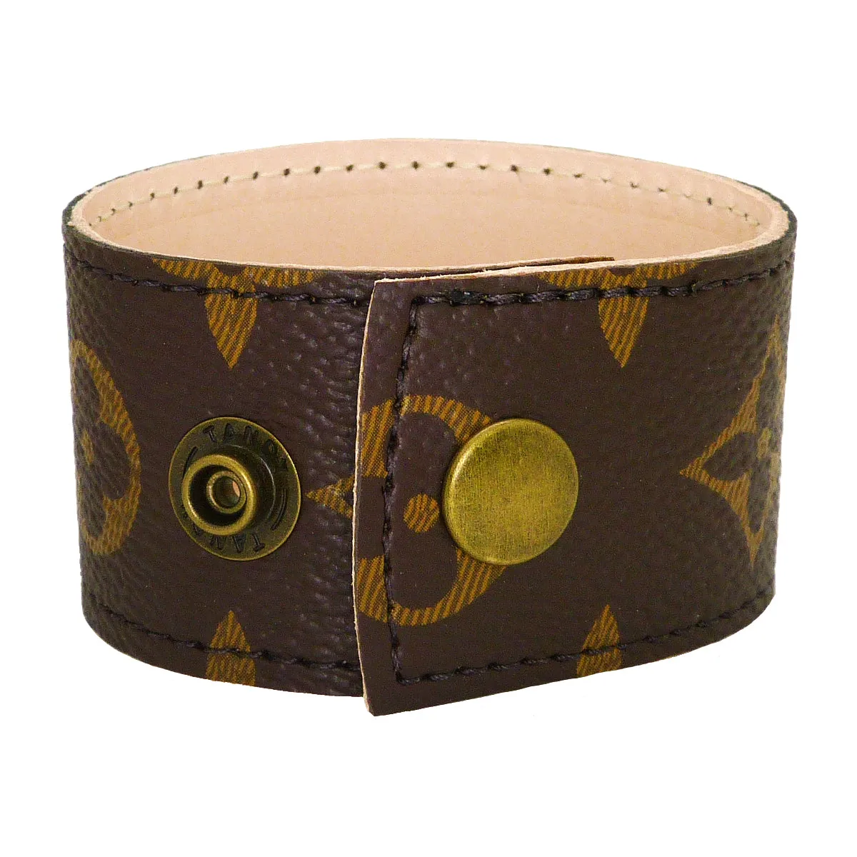 Repurposed LV Monogram Leather Cuff Bracelet Suzy T Designs