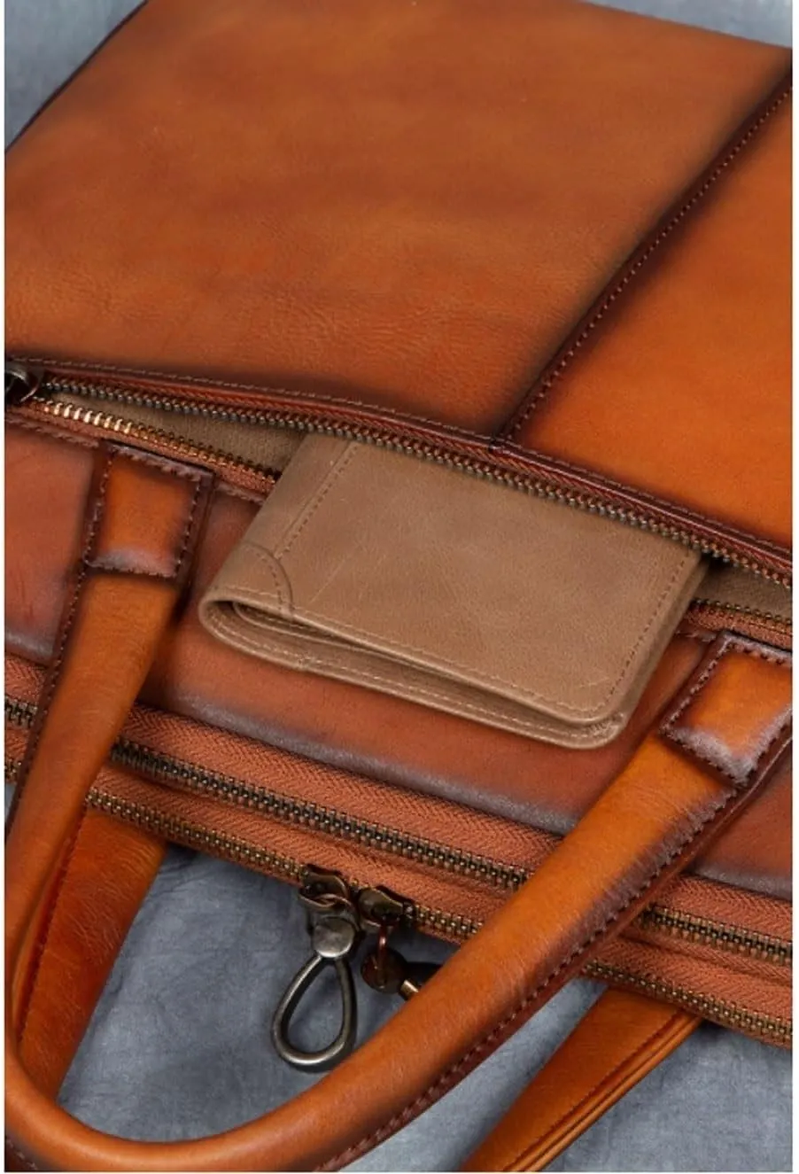 Retro Briefcases Messenger Bags Men's Genuine Leather Shoulder Bags Casual Daypacks Handbags Laptop Bags