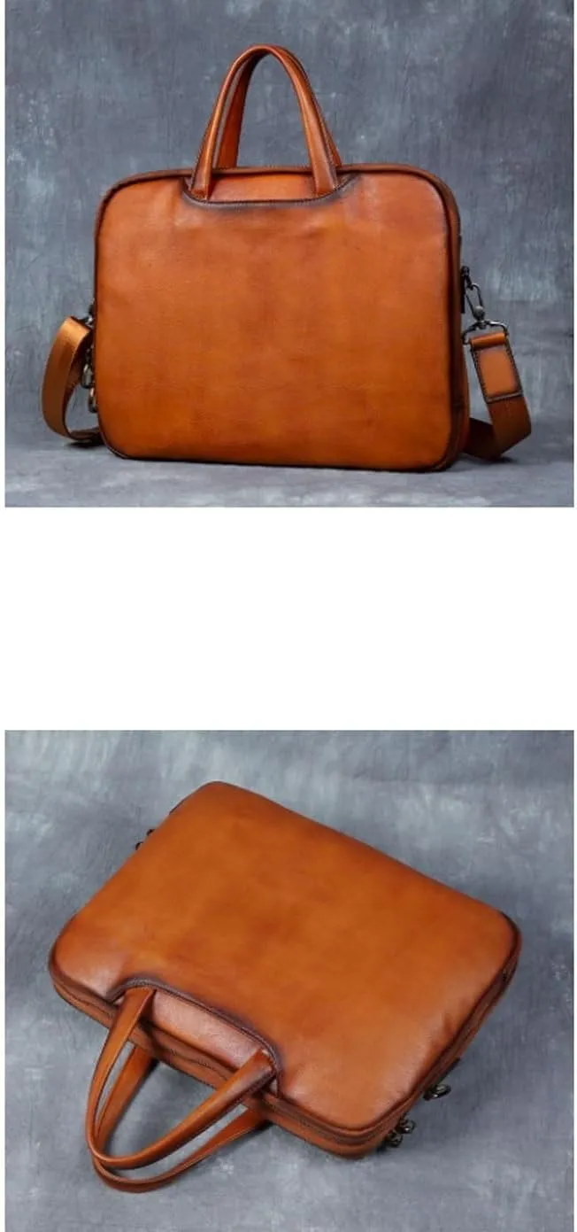 Retro Briefcases Messenger Bags Men's Genuine Leather Shoulder Bags Casual Daypacks Handbags Laptop Bags