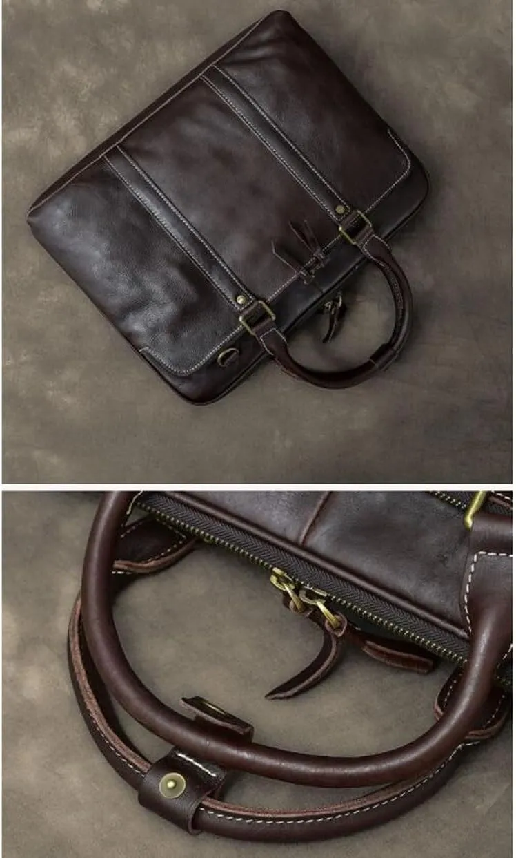 Retro Genuine Leather Handbags Mens Business Briefcases Messenger Shoulder Bags Laptop Bags Computers Bags