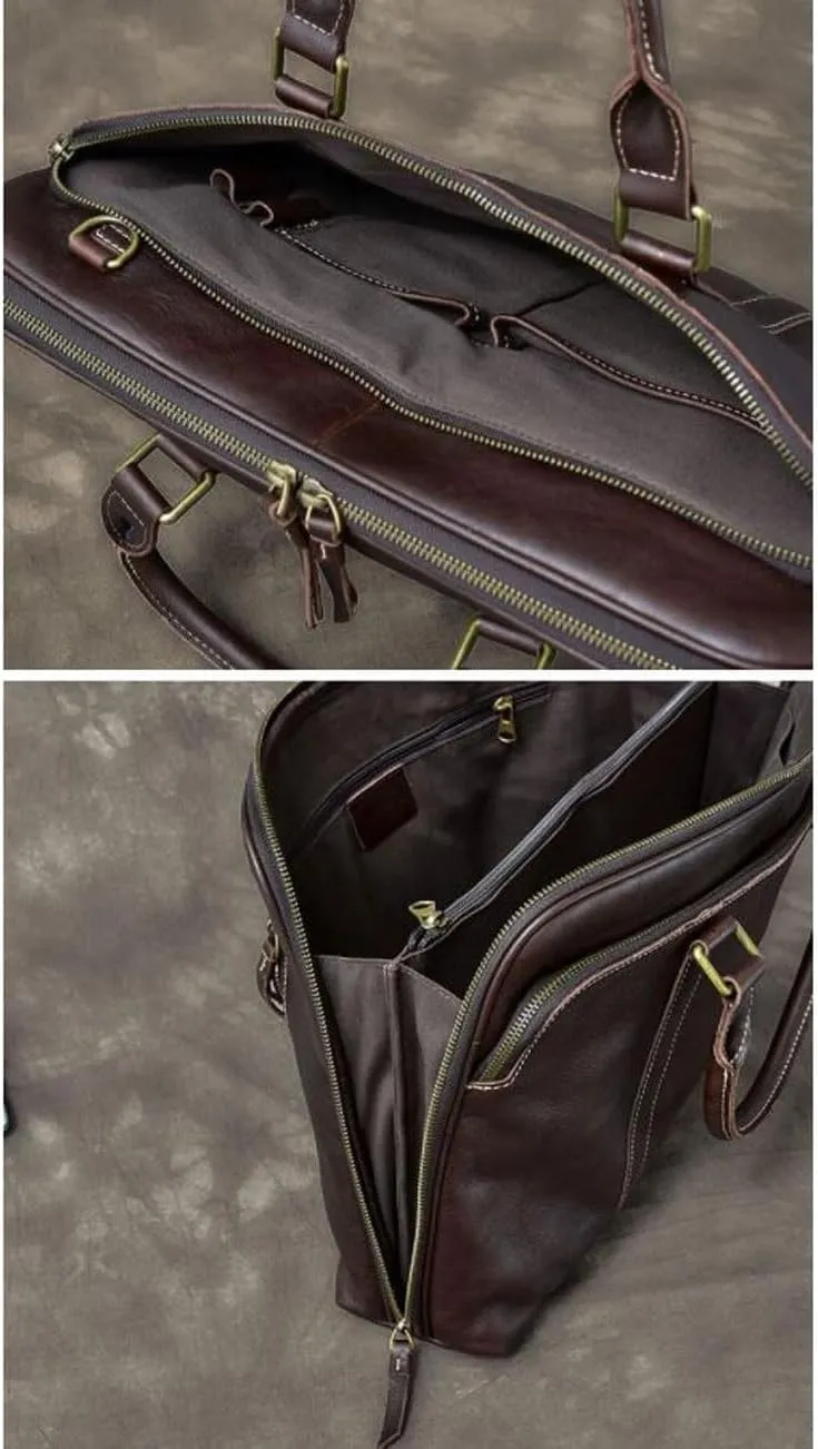 Retro Genuine Leather Handbags Mens Business Briefcases Messenger Shoulder Bags Laptop Bags Computers Bags