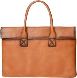 Retro Genuine Leather Laptop Bags Business Briefcases Mens Handbags Messenger Shoulder Bags Crossbody Bags 15.3Inch