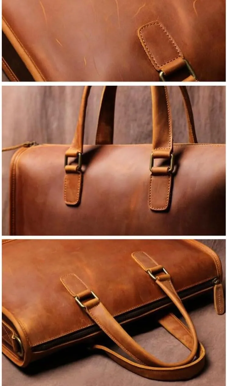 Retro Genuine Leather Laptop Bags Business Briefcases Mens Handbags Messenger Shoulder Bags Crossbody Bags