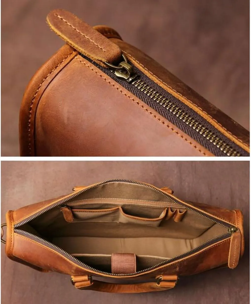 Retro Genuine Leather Laptop Bags Business Briefcases Mens Handbags Messenger Shoulder Bags Crossbody Bags