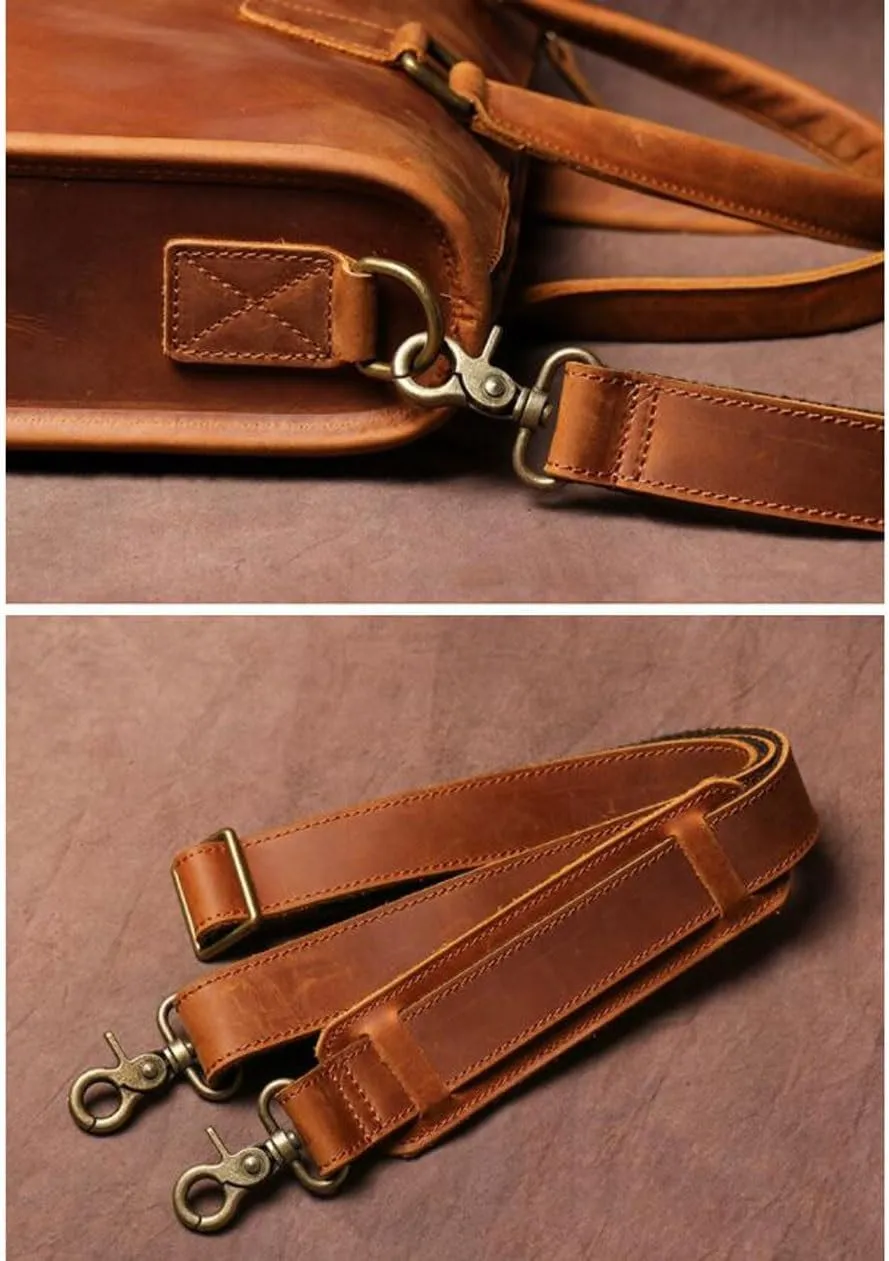 Retro Genuine Leather Laptop Bags Business Briefcases Mens Handbags Messenger Shoulder Bags Crossbody Bags