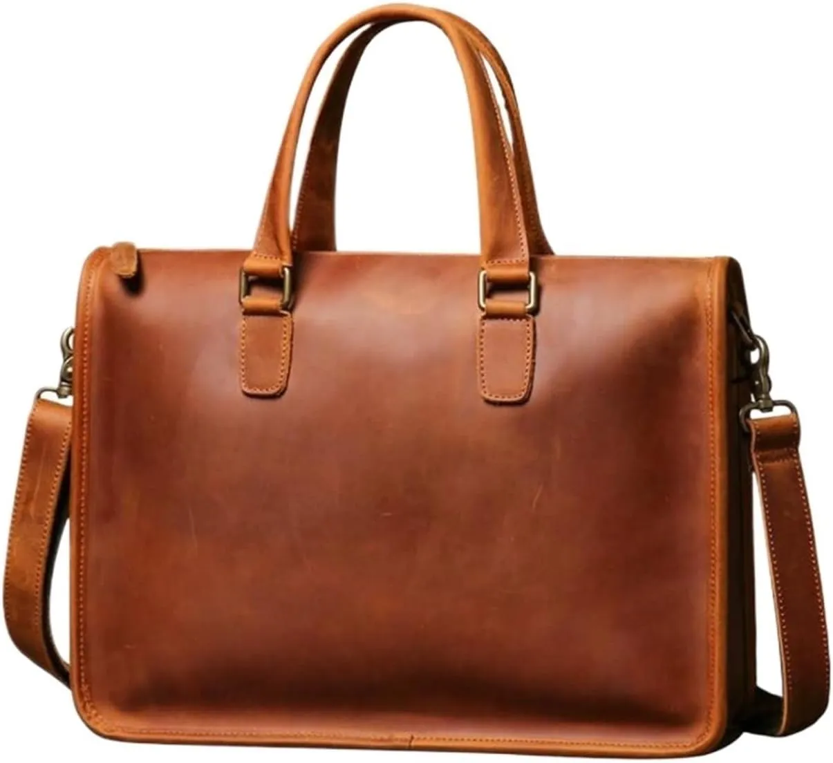 Retro Genuine Leather Laptop Bags Business Briefcases Mens Handbags Messenger Shoulder Bags Crossbody Bags