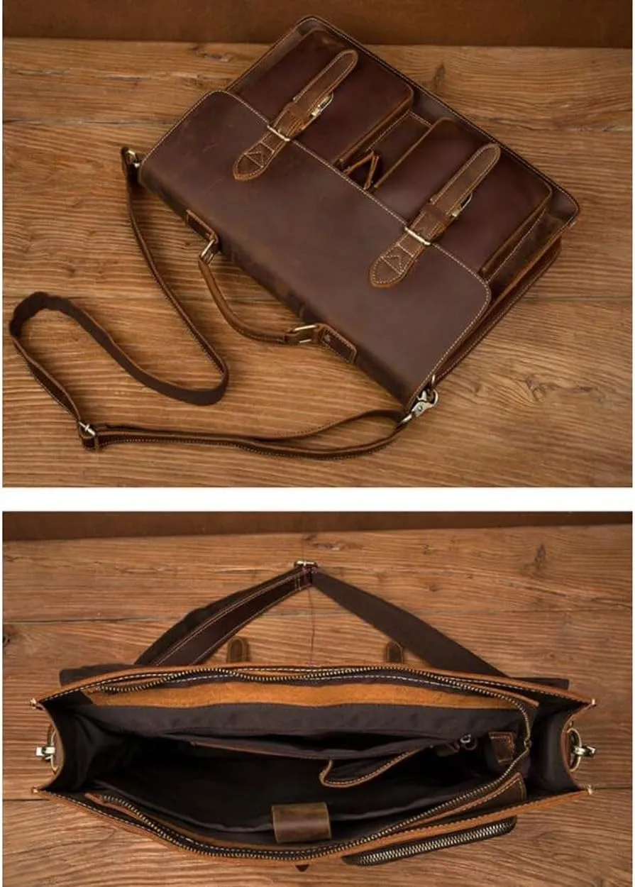 Retro Genuine Leather Laptop Bags Mens Business Handbags Briefcases Messenger Shoulder Bags Computers Bags