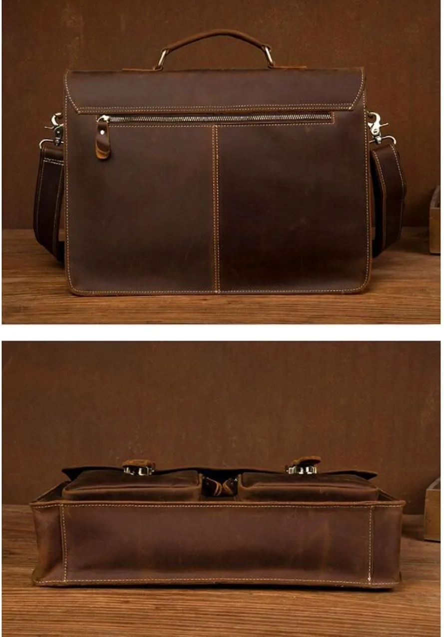 Retro Genuine Leather Laptop Bags Mens Business Handbags Briefcases Messenger Shoulder Bags Computers Bags