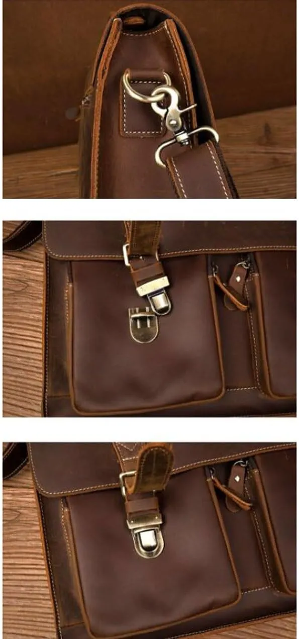 Retro Genuine Leather Laptop Bags Mens Business Handbags Briefcases Messenger Shoulder Bags Computers Bags