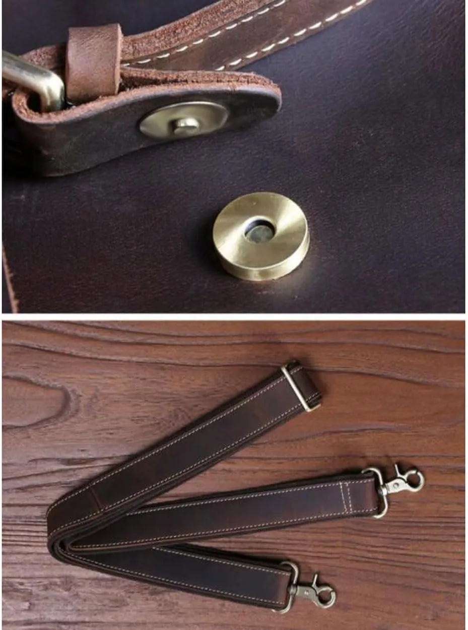 Retro Handbags Mens Business Briefcases Laptop Bags Messenger Shoulder Bags Genuine Leather Computers Bags