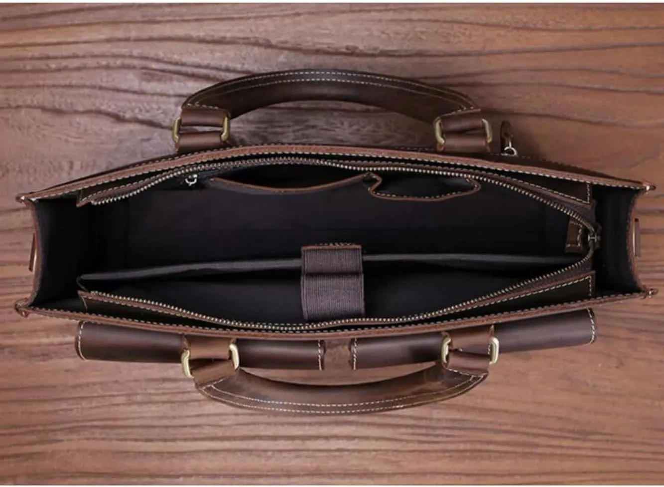 Retro Handbags Mens Business Briefcases Laptop Bags Messenger Shoulder Bags Genuine Leather Computers Bags