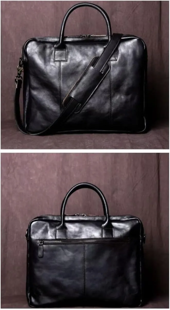 Retro Handbags Mens Business Briefcases Laptop Bags Messenger Shoulder Bags Genuine Leather Travel Bags