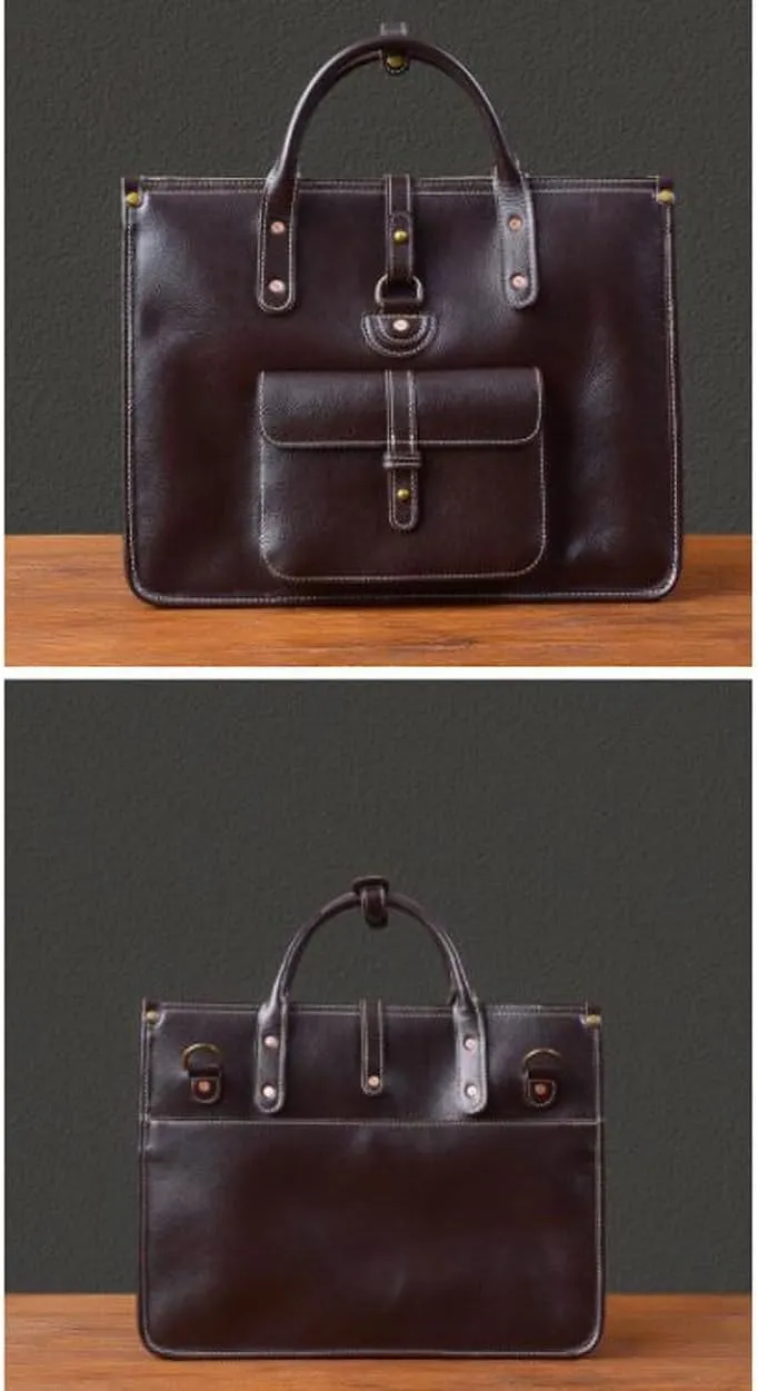 Retro Mens Business Briefcases Handbags Messenger Shoulder Bags Genuine Leather Laptop Bags Crossbody Bags