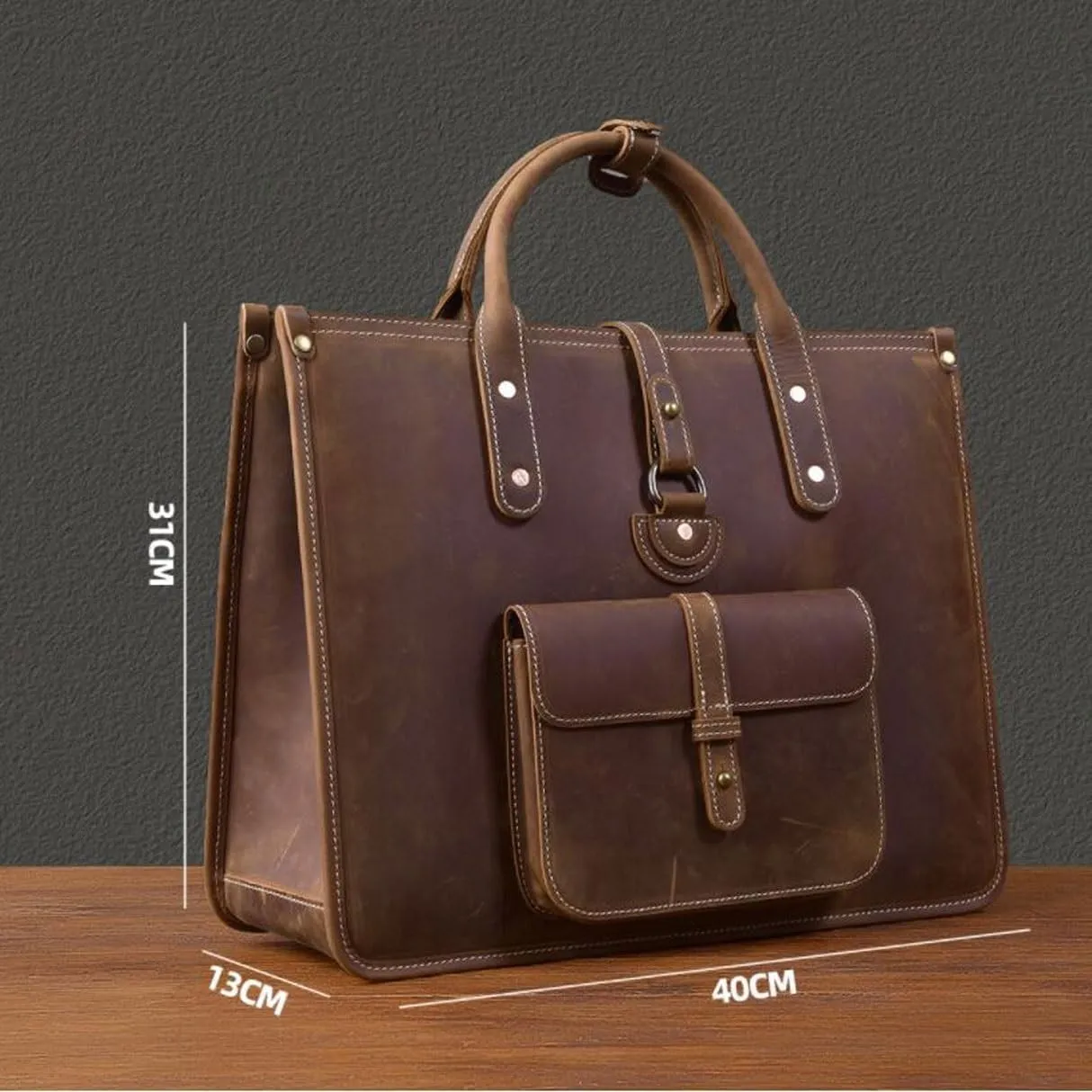 Retro Mens Business Briefcases Handbags Messenger Shoulder Bags Genuine Leather Laptop Bags Crossbody Bags