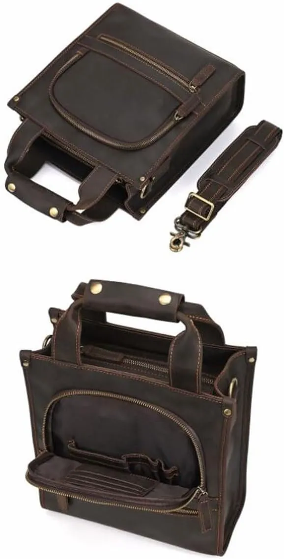 Retro Mens Handbags Genuine Leather Business Briefcases Messenger Shoulder Bags Luggage Crossbody Bags Laptop Bags