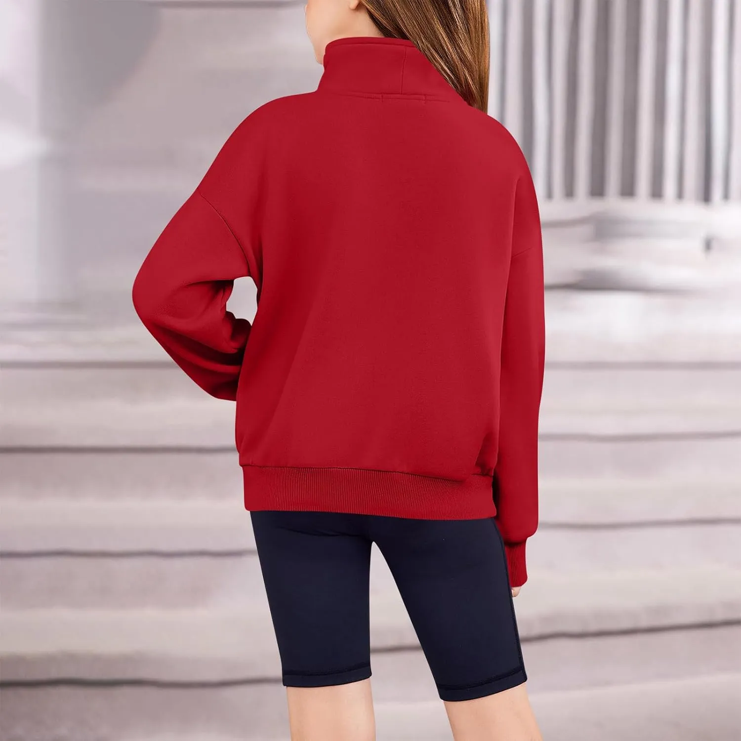 RKSTN Boys Girls Half Zip Sweatshirt Fleece Quarter Zip Pullover Sweatshirts Fall Tops with Pockets Thumb Hole