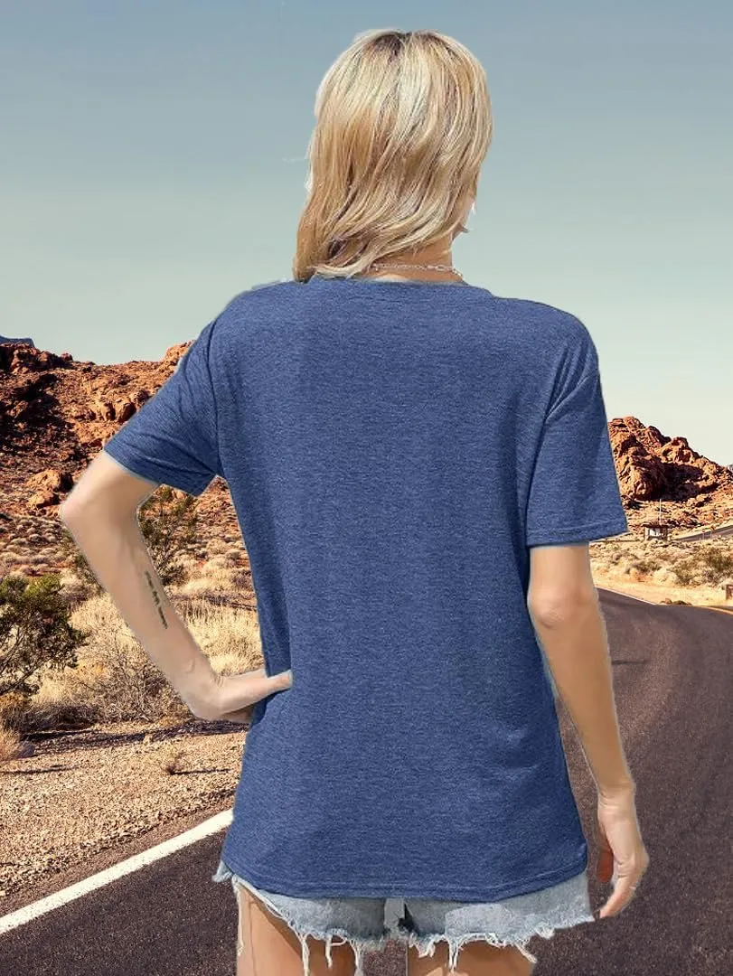 Road Trip Graphic Tees for Women Desert Cactus Highway Vintage Tees