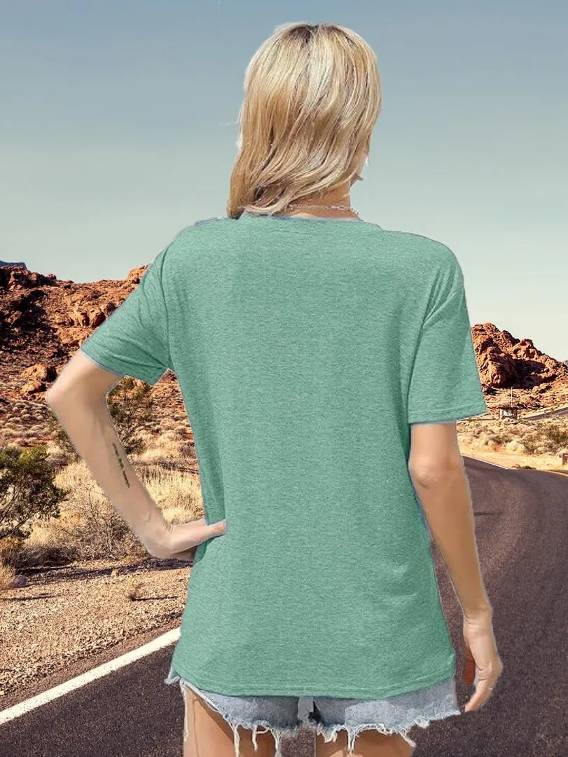 Road Trip Graphic Tees for Women Desert Cactus Highway Vintage Tees