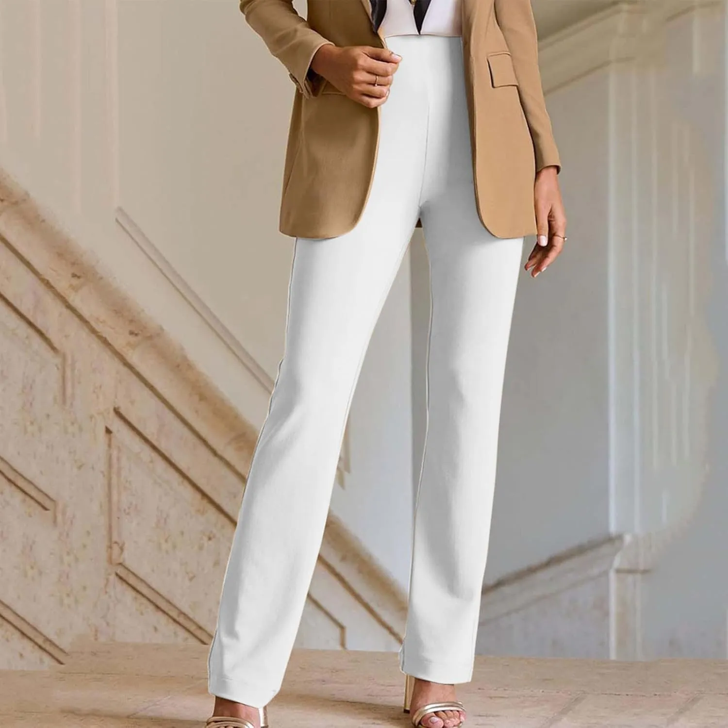 Ruziyoog Flare Leggings for Women Casual High Waist Bootcut Pants Business Casual Work Pants Trousers Pull On Office Slacks
