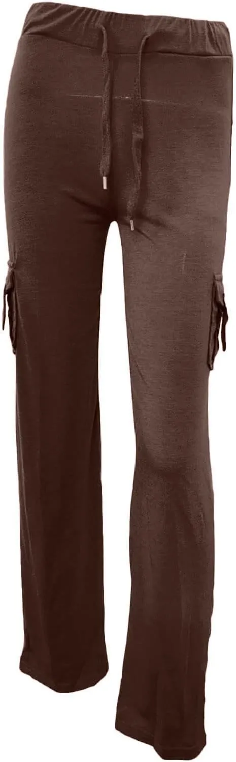 Ruziyoog High Waisted Yoga Pants with Pockets Casual Wide Leg Lounge Pants Drawstring Elastic Waist Trousers for Women