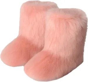 SBGMoSJ Winter Boots for Women Waterproof Snow Wide Womens Fashionable Winter Boots Extra Wide Winter Boots for Women Mid Calf Winter Boots for Women with Fur Tall Winter Boots for Women