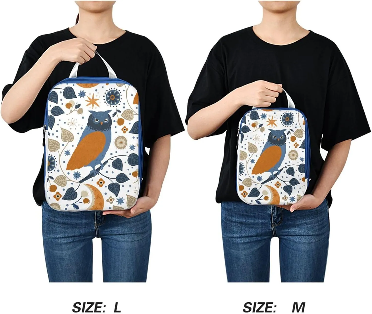 Scandinavian Owl Compression Packing Cubes 3 Set Waterproof Expandable Packing Organizers for Travel Accessories Suitcases Luggage Backpack