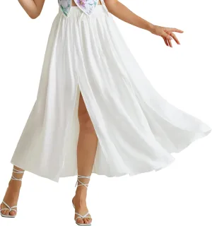 Scarlet Darkness Maxi Skirts for Women Renaissance Slit Flowy Skirt with Pockets