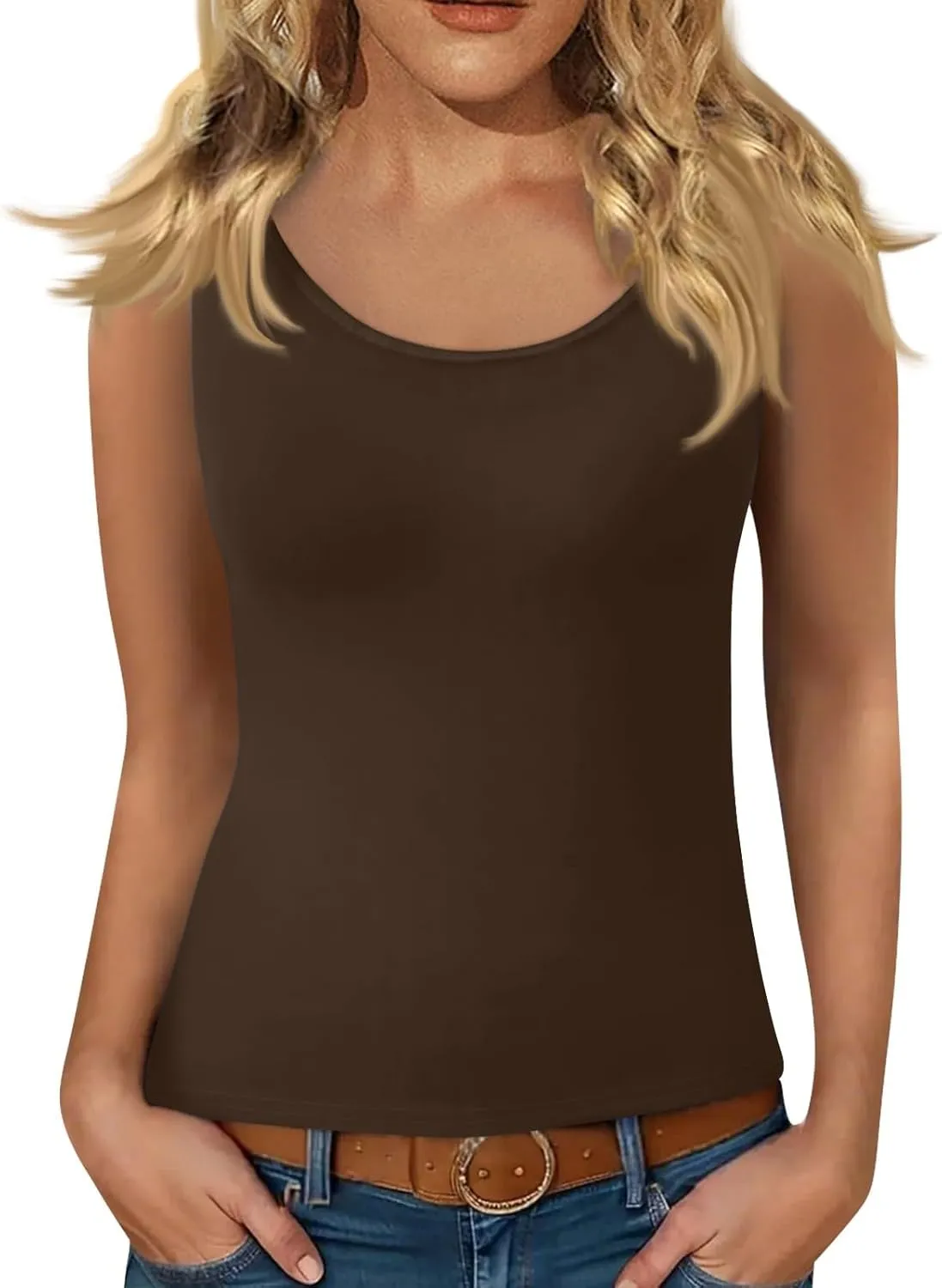 Sexy Tops for Women Casual Camisole Tops Sleeveless T-Shirts Tank Tops Adjustable Spaghetti Strap Tank Cami Shirt
