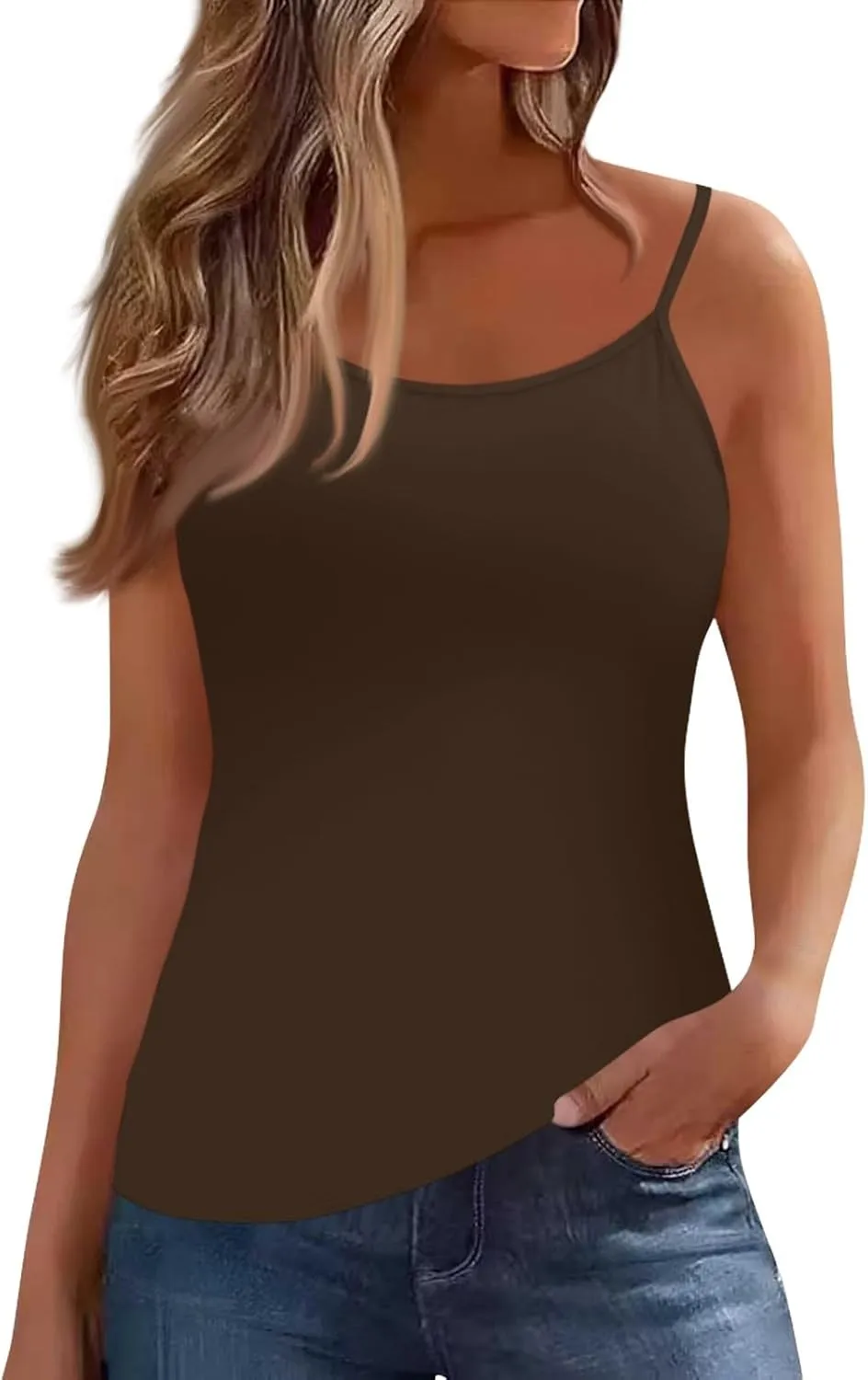 Sexy Tops for Women Casual Camisole Tops Sleeveless T-Shirts Tank Tops Adjustable Spaghetti Strap Tank Cami Shirt