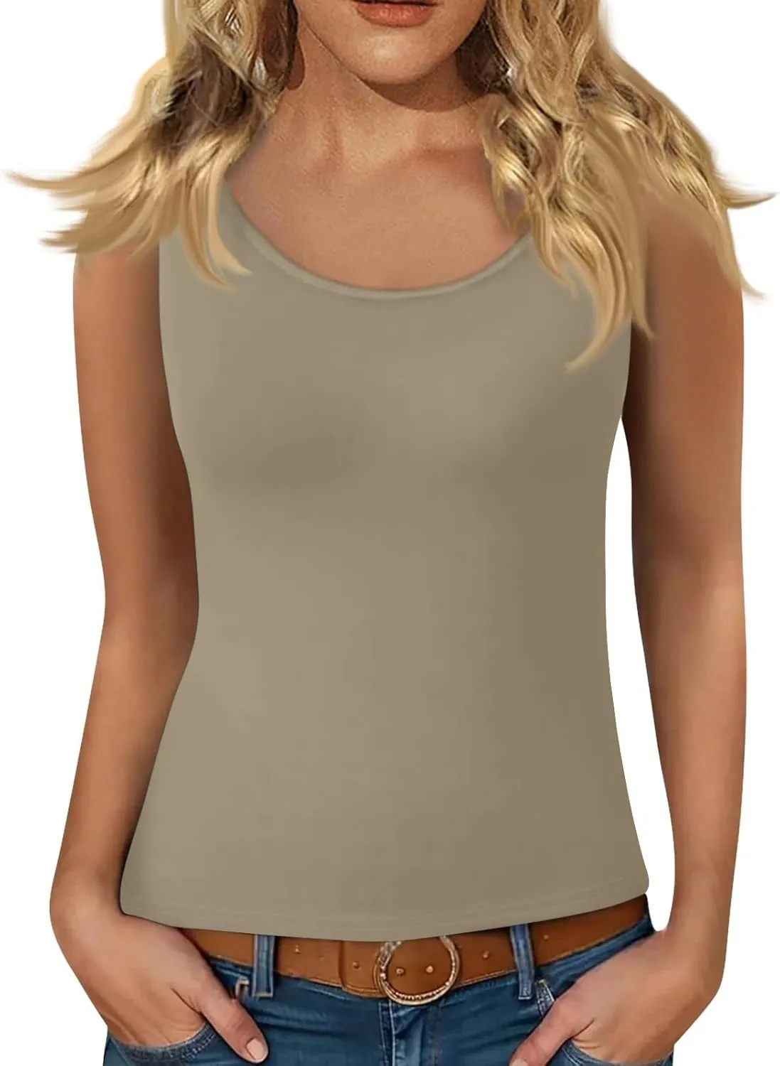 Sexy Tops for Women Casual Camisole Tops Sleeveless T-Shirts Tank Tops Adjustable Spaghetti Strap Tank Cami Shirt