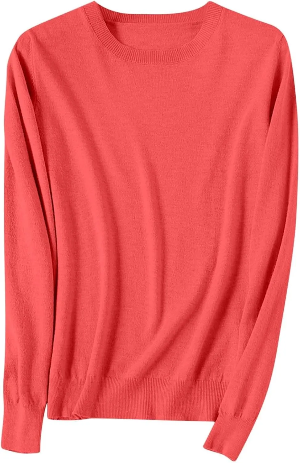 Shirts for Women Long Sleeve Crewneck Sweater Tops Winter Trendy Loose Casual Solid Color Pullover Basic Blouse